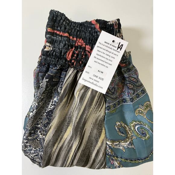 Mixed-print wide-leg trousers- One Size 100% Silk - Picture 5 of 5